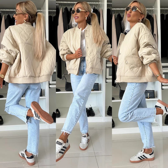 Damen gesteppte oversized Bomberjacke Heidi-Mode