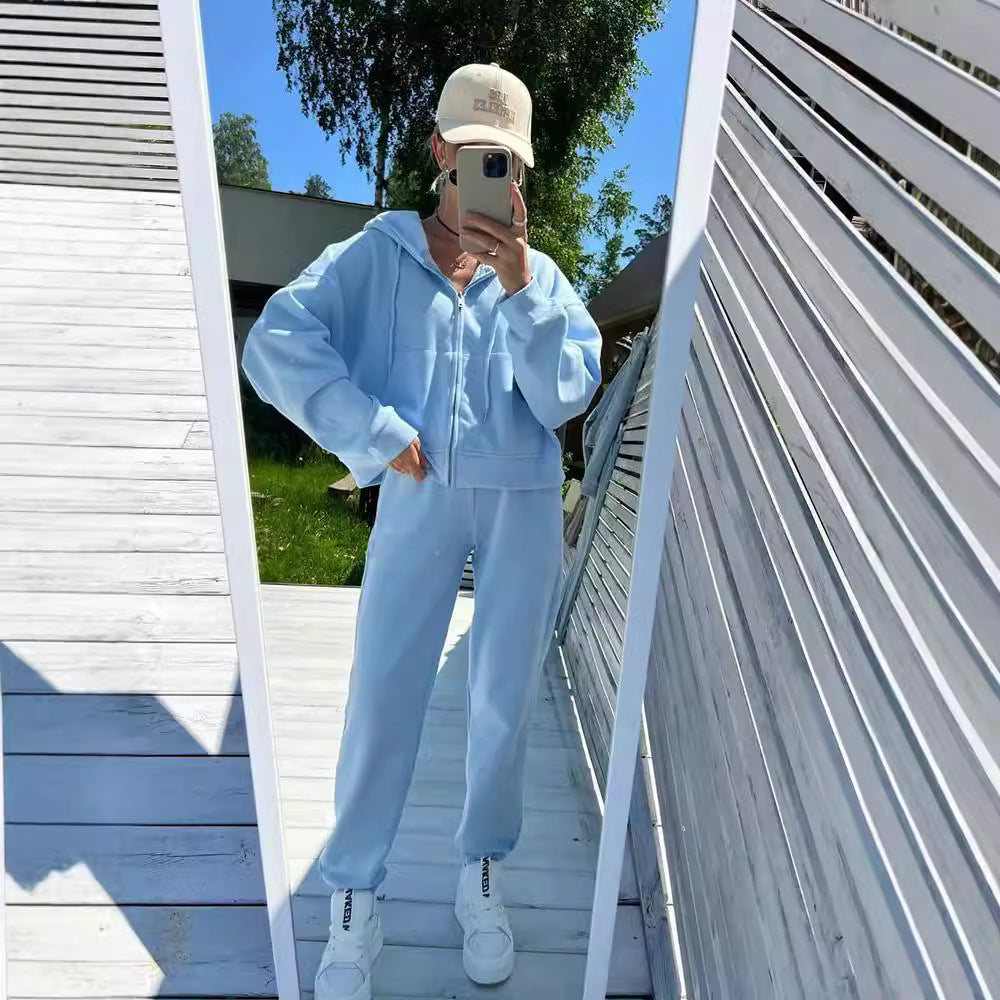 Damen sportliches Fleece-Jogginganzug-Set Heidi-Mode