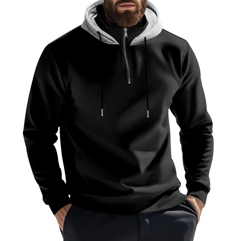 Herren Sportlicher Kapuzenpullover mit halbem Reißverschluss und atmungsaktivem Material Heidi-Mode