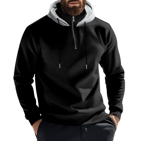 Herren Sportlicher Kapuzenpullover mit halbem Reißverschluss und atmungsaktivem Material Heidi-Mode