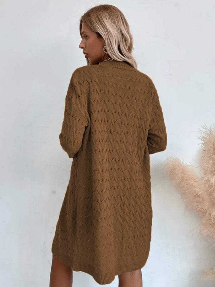 Damen Großer Strickmantel mit strukturiertem Muster und lässigem Schnitt Heidi-Mode