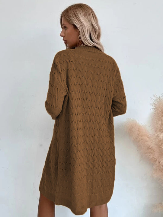 Damen Großer Strickmantel mit strukturiertem Muster und lässigem Schnitt Heidi-Mode