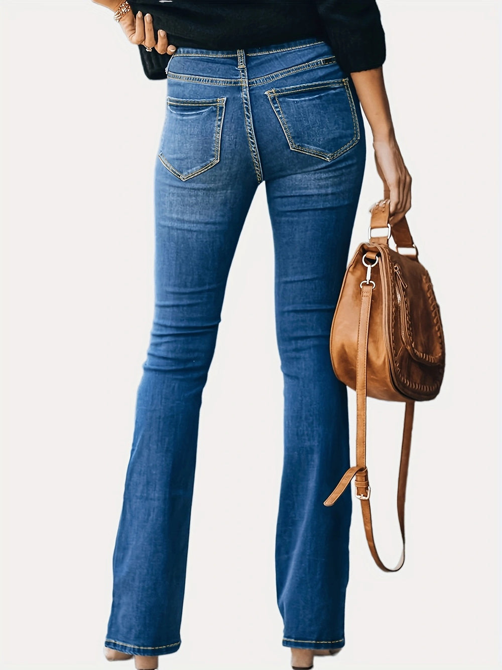 Damen Bootcut Jeans mit hohen Knopfdetails und komfortablem Stretch Heidi-Mode