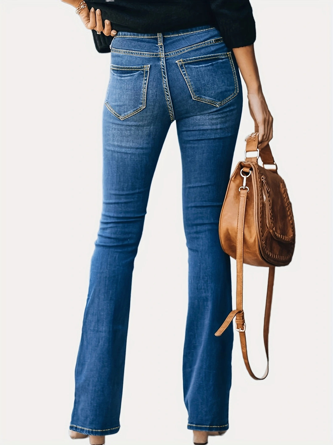 Damen Bootcut Jeans mit hohen Knopfdetails und komfortablem Stretch Heidi-Mode