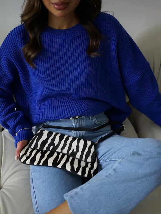 Damen lässiger Strickpullover mit weichem Material und oversized Schnitt Heidi-Mode