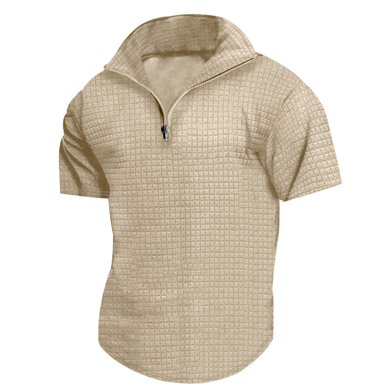 Herren konvertible Kurzarmjacke mit Reißverschluss und strukturiertem Design Heidi-Mode