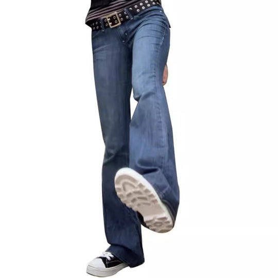 Damen Weit geschnittene Bootcut Jeans mit lässigem Schnitt und mittlerer Taille Heidi-Mode