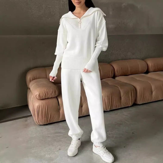 Damen Bequemes Loungewear-Set mit Hoodie und elastischem Bund Heidi-Mode