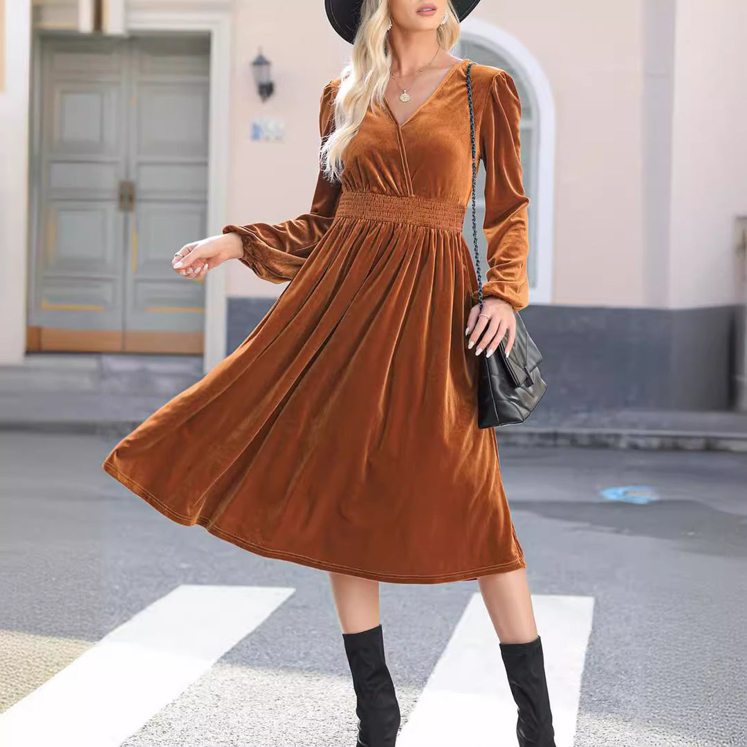Damen Samt Kleid im Vintage-Stil Heidi-Mode