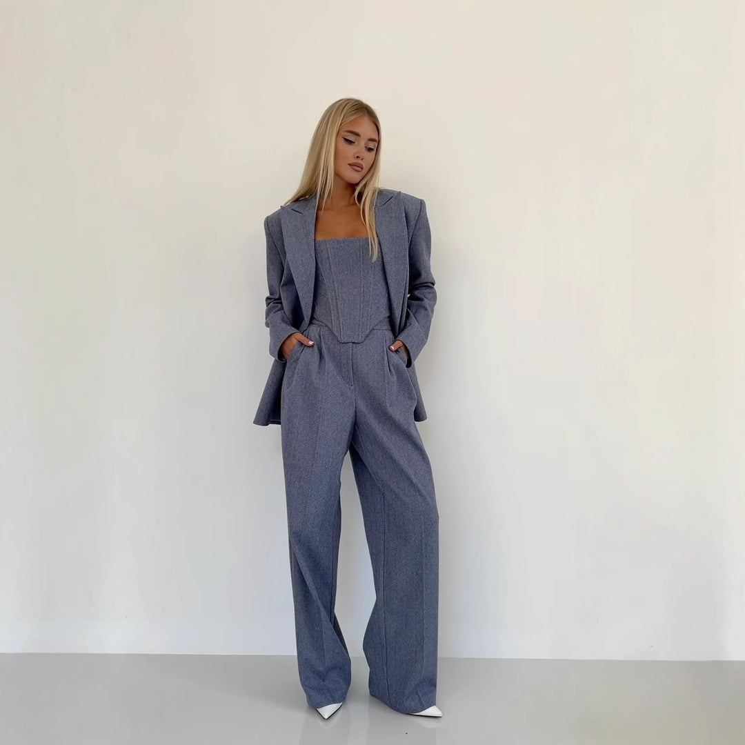 Damen Blazer mit Taillengürtel und schickem Revers Heidi-Mode