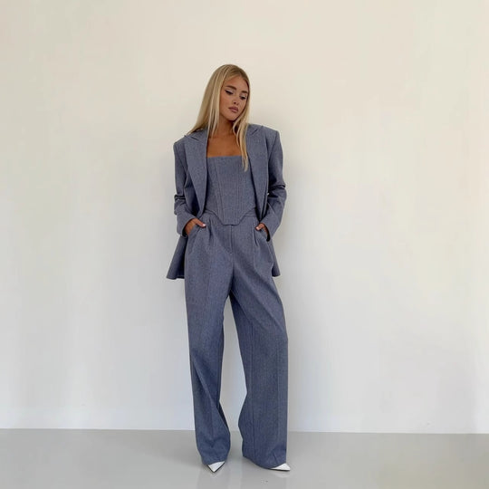 Damen Blazer mit Taillengürtel und schickem Revers Heidi-Mode
