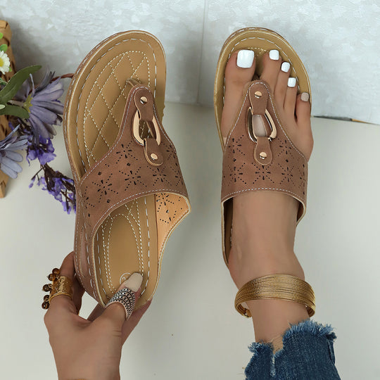Damen Pantoletten mit dekorativem Lochdesign und komfortablem Fußbett Heidi-Mode