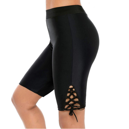 Damen Sportliche Radlerhose mit dekorativen Schnürdetails Heidi-Mode