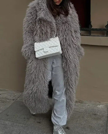 Damen Flauschiger Oversized-Mantel aus Kunstpelz Heidi-Mode