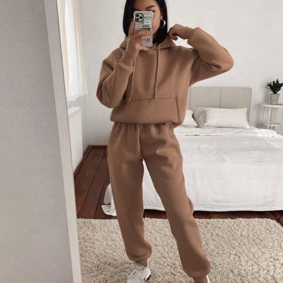 Damen Komfortabler Fleece Hoodie und Jogginghose Set Heidi-Mode