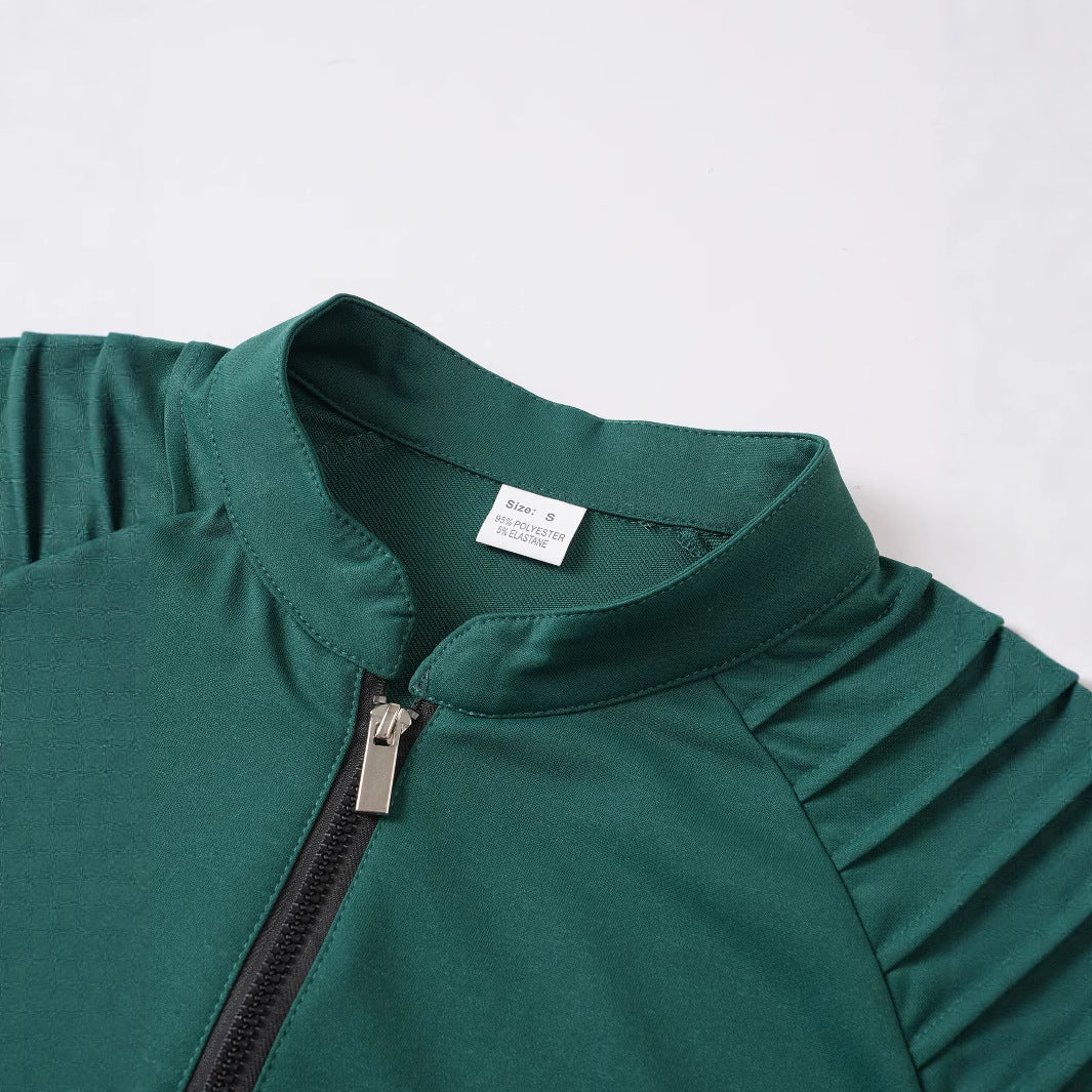 Herren Langarmshirt mit modernem Stehkragen und Reißverschluss Heidi-Mode