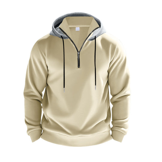 Herren Sportlicher Kapuzenpullover mit halbem Reißverschluss und atmungsaktivem Material Heidi-Mode