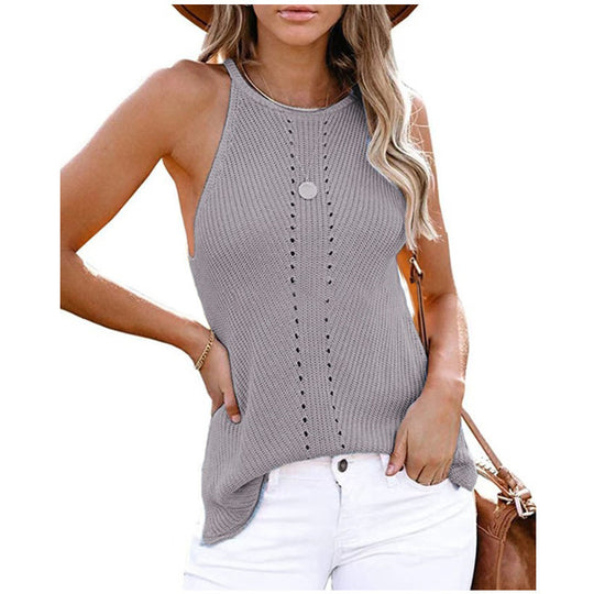 Damen ärmelloses Stricktop mit Struktur Heidi-Mode