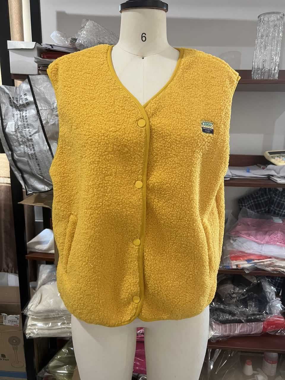 Damen Weiche und lässige Teddyweste mit seitlichen Taschen Heidi-Mode