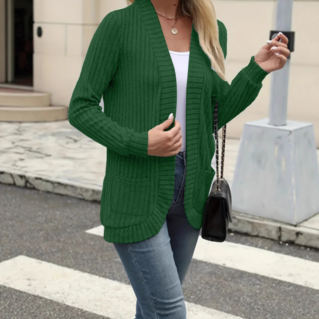 Damen Strickjacke mit offenen Front und praktischen Taschen Heidi-Mode