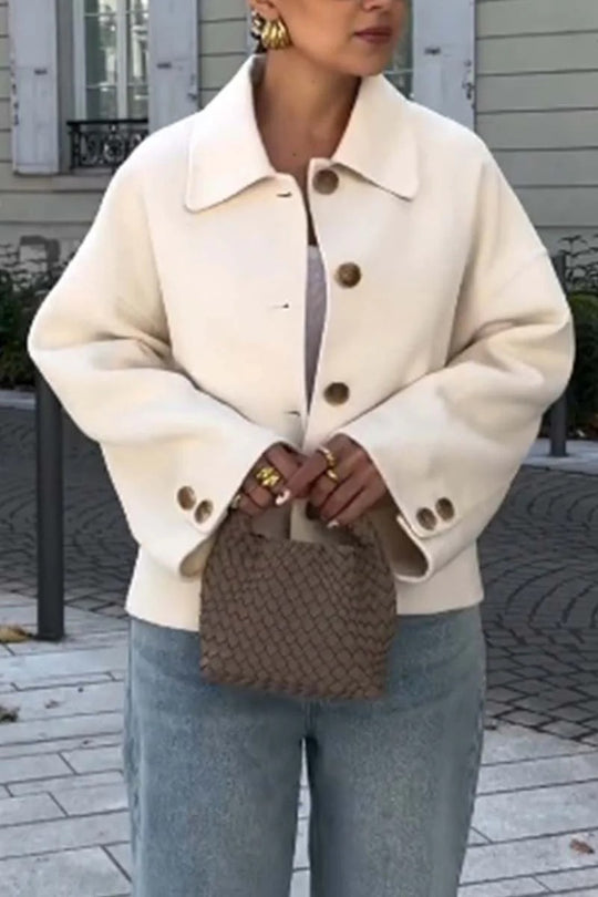 Damen Modische Oversized-Wolljacke mit Knopfdetails und weitem Schnitt Heidi-Mode