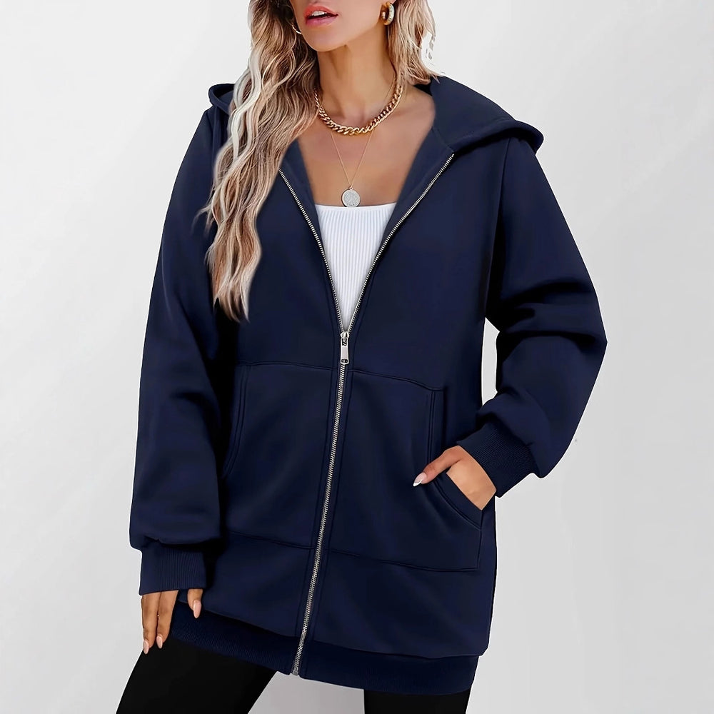 Damen Kapuzensweatjacke mit großzügigen Taschen von Heidi-Mode