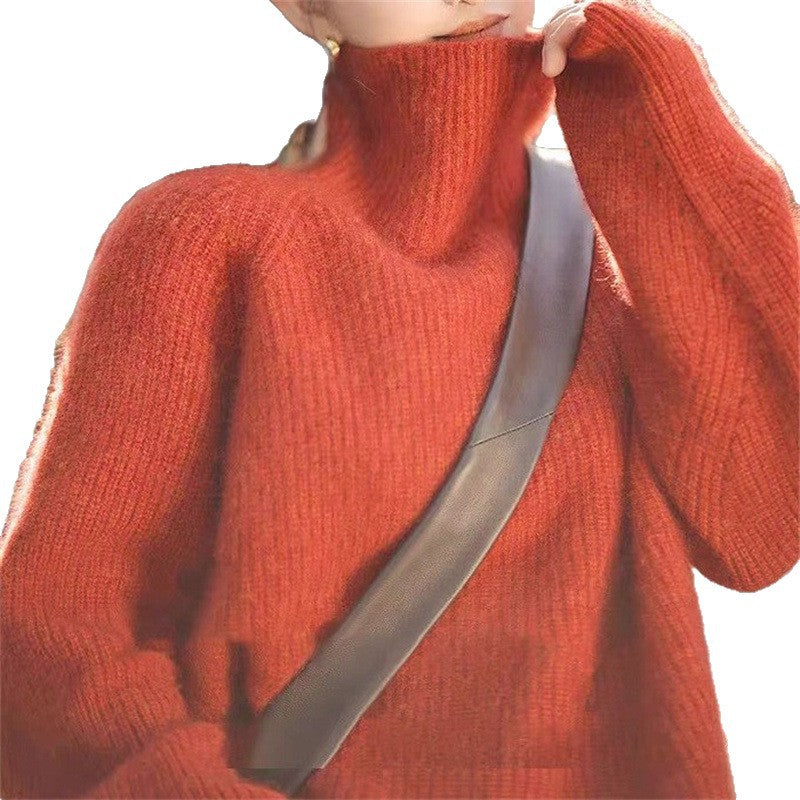 Damen Kuscheliger Rollkragenpullover aus weicher Baumwolle Heidi-Mode