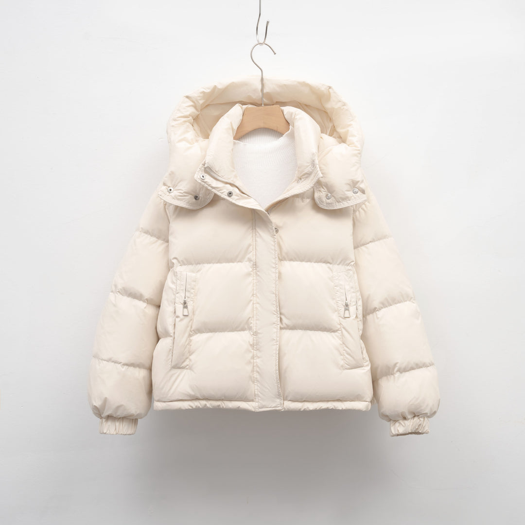 Damen Pufferjacke mit abnehmbarer Kapuze und voluminösem Schnitt Heidi-Mode