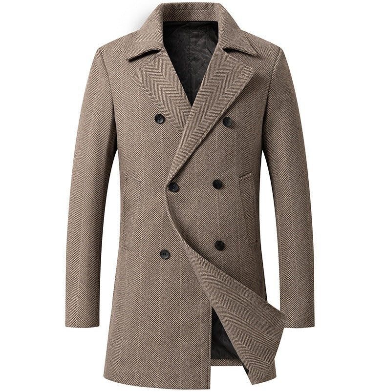 Herren eleganter Doppelreiher-Mantel im minimalistischen Design Heidi-Mode
