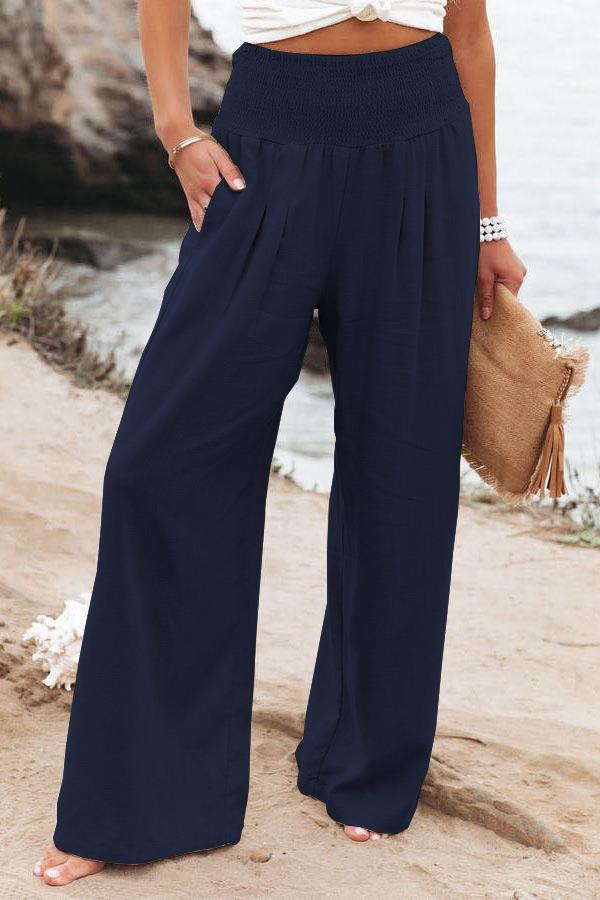Damen Weit geschnittene Sommerhose mit elastischem Bund und luftiger Passform Heidi-Mode