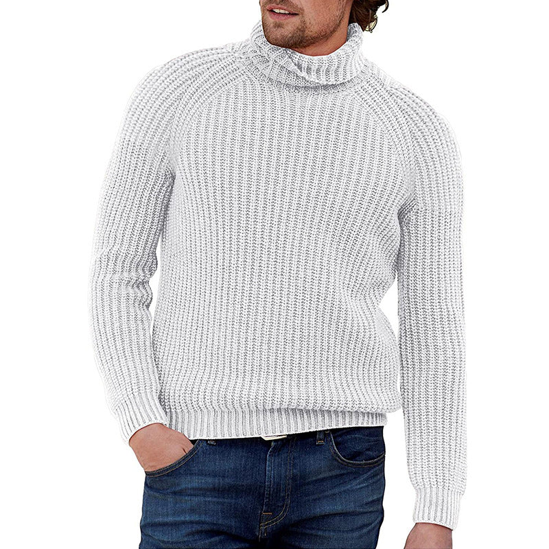 Herren Grobstrickpullover mit hohem Kragen und strukturiertem Muster Heidi-Mode