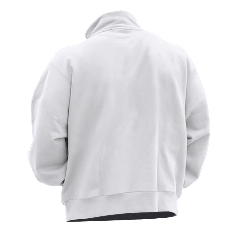 Herren Fleece-Hoodie mit modernem Reißverschluss und hohem Kragen Heidi-Mode