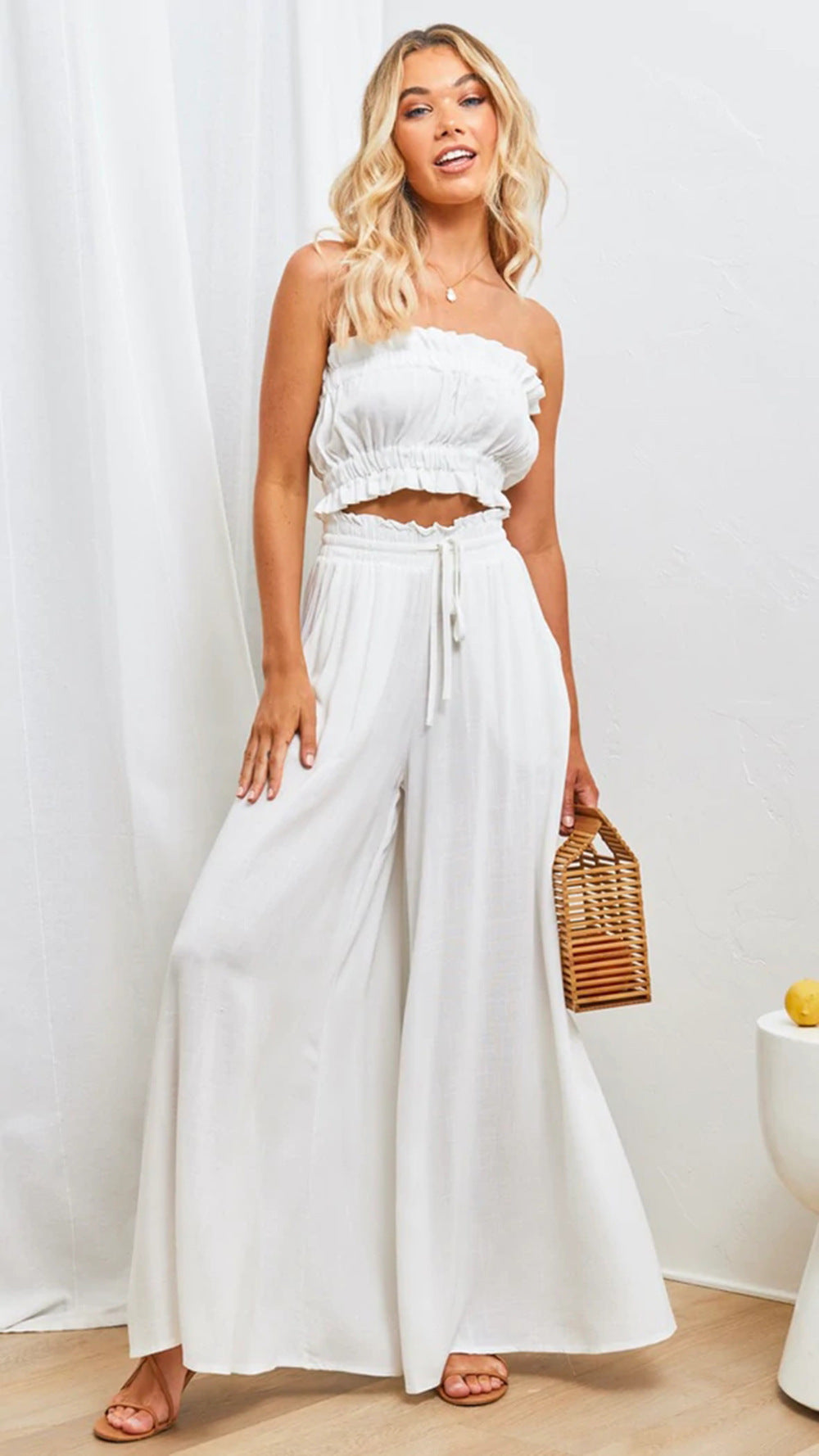 Heidi Mode | Elastischer Gürtel Weites Bein Hohe Taille Hose