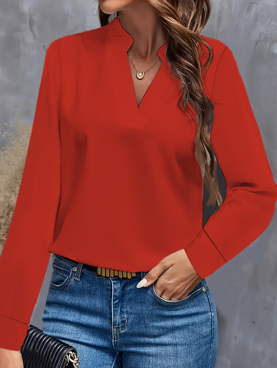 Damen Bluse mit V-Ausschnitt und elegantem Design Heidi-Mode