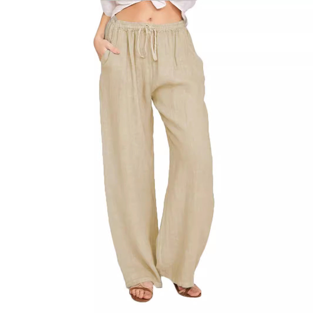 Damen Leinenhose mit weitem Bein und praktischen Seitentaschen Heidi-Mode