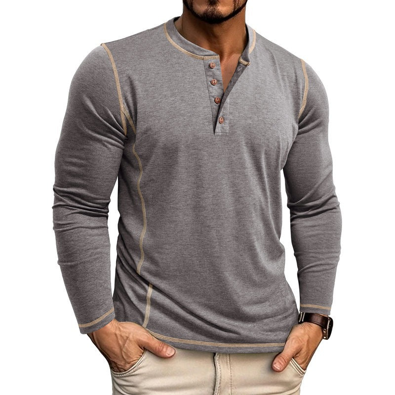 Herren Langarmshirt mit Knopfleiste Heidi-Mode