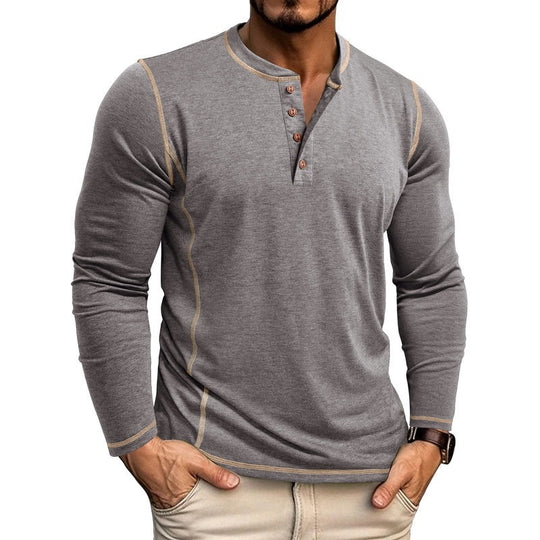 Herren Langarmshirt mit Knopfleiste Heidi-Mode