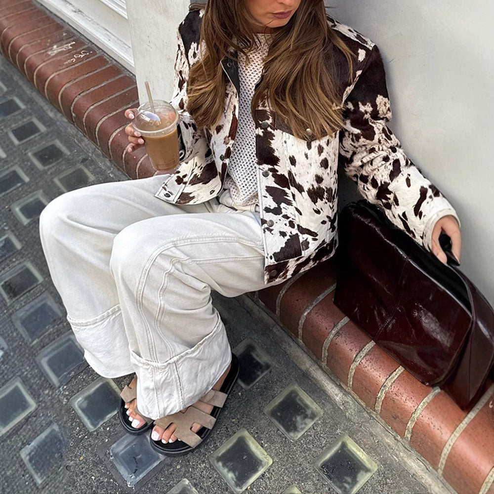 Damen trendige jacke mit Farbmix und einzigartigem Muster Heidi-Mode