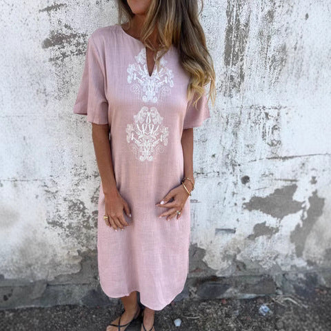 Damen Sommerliches Kleid mit aufwendiger Stickerei Heidi-Mode