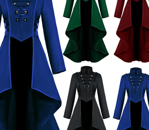 Damen asymmetrischer Stehkragenmantel mit Knopfdetails Heidi-Mode