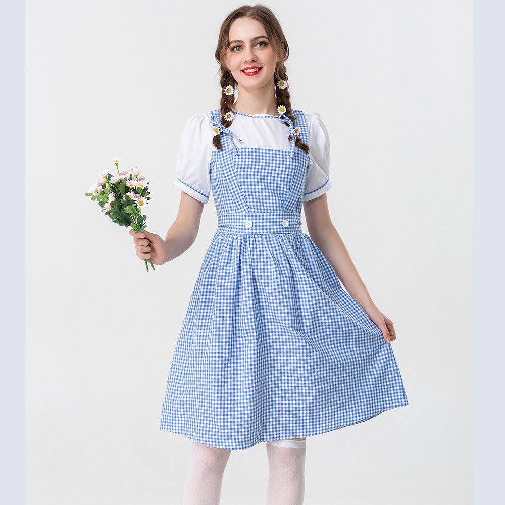 Damen Trachtenkleid mit romantischen Karomustern und schicken Knopfdetails Heidi
