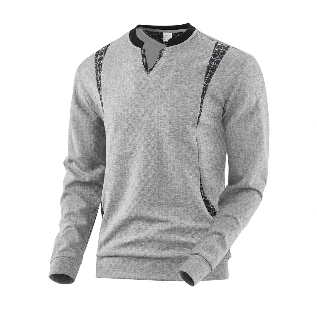 Herren Strickpullover mit modischen Karoelementen Heidi-Mode