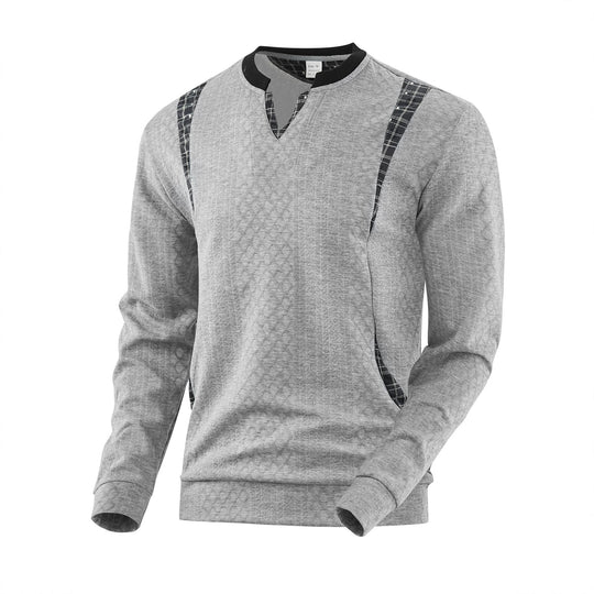 Herren Strickpullover mit modischen Karoelementen Heidi-Mode