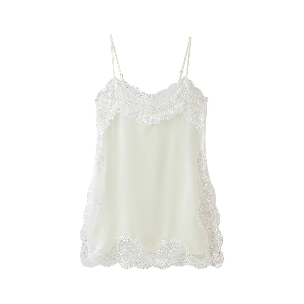 Damen Spitzenoberteil mit feinen Trägern und luxuriösem Fall Heidi-Mode