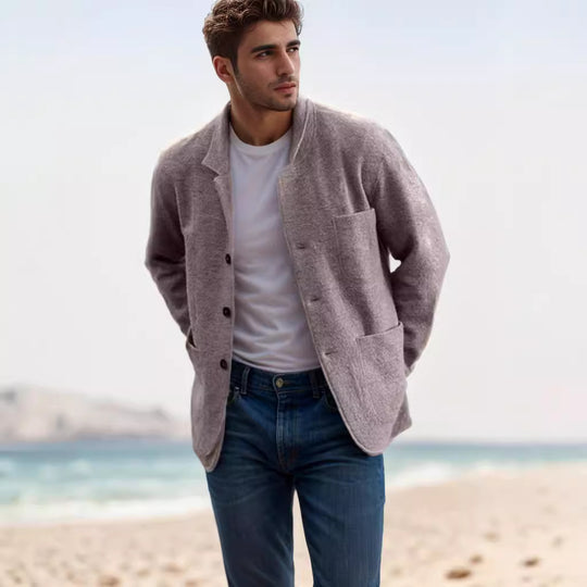 Herren lässige Wolljacke mit praktischen Taschen und Knopfverschluss Heidi-Mode