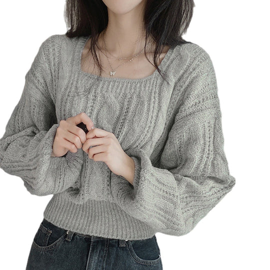 Damen modischer Strickpullover mit Kabelmuster und weitem Schnitt Heidi-Mode