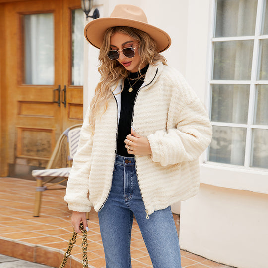 Damen Baumwoll-Fleecejacke mit Reißverschluss Heidi-Mode