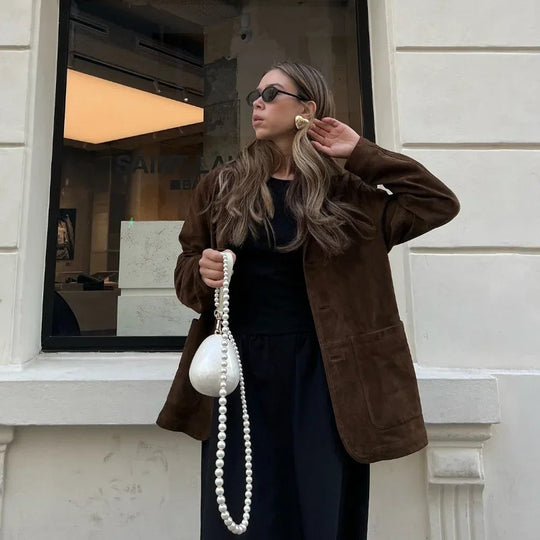 Damen Blazer aus weichem Wildleder mit praktischen Taschen Heidi-Mode