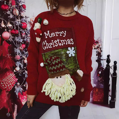 Damen Weihnachts-Pullover mit festlichem Design und 3D-Applikationen Heidi-Mode