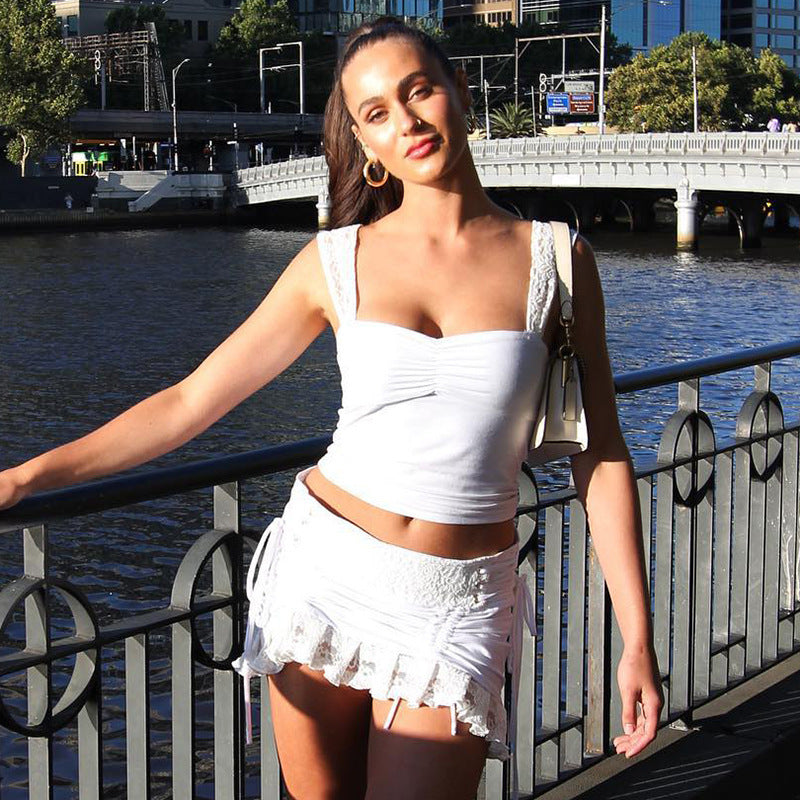 Damen Sexy Spitzentop und Minirock Set Heidi-Mode